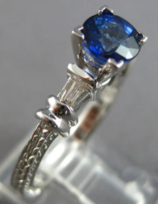 1.15CT DIAMOND & AAA SAPPHIRE 14KT WHITE GOLD 3D 3 STONE ENGAGEMENT RING #28036