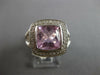 LARGE 3.54CT DIAMOND & AAA PINK QUARTZ 14KT WHITE GOLD CUSHION & ROUND FUN RING