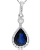 .92CT DIAMOND & AAA SAPPHIRE 14KT WHITE GOLD PEAR SHAPE & ROUND FILIGREE PENDANT