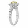 ESTATE 2.95CT WHITE & FANCY YELLOW DIAMOND 18K 2TONE GOLD SQUARE ENGAGEMENT RING