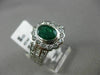 ESTATE 2.19CT DIAMOND & EMERALD 18K WHITE GOLD OVAL FLOWER BEZEL ENGAGEMENT RING