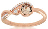 ESTATE .50CT DIAMOND & AAA MORGANITE 14KT ROSE GOLD LOVE KNOT INFINITY FUN RING