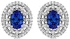 LARGE 1.94CT DIAMOND & AAA TANZANITE 14KT WHITE GOLD 3D OVAL FILIGREE EARRINGS