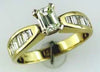 1.30CT DIAMOND 14KT YELLOW GOLD EMERALD CUT & BAGUETTE CHANNEL ENGAGEMENT RING