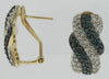 1.52CT WHITE & BLUE DIAMOND 14K YELLOW GOLD MULTI ROW X CLIP ON HANGING EARRINGS