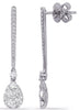 ESTATE 1.22CT DIAMOND 14KT WHITE GOLD TEAR DROP GRADUATING BAR HANGING EARRINGS