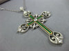 ANTIQUE LARGE 1.5CT ROSE CUT &OLD MINE DIAMOND & EMERALD 14K WHITE GOLD NECKLACE