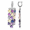 ESTATE LARGE 47.22CT DIAMOND & AAA MULTI COLOR SAPPHIRE 18KT WHITE GOLD EARRINGS