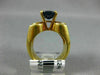 ESTATE LARGE 3.10CT DIAMOND & AAA SAPPHIRE 18K YELLOW GOLD 3 ROW ENGAGEMENT RING