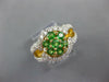 ESTATE LARGE 1.82CT DIAMOND & AAA TSAVORITE 18K YELLOW GOLD 3D FLOWER FUN RING