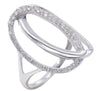 ESTATE LARGE .33CT DIAMOND 14KT WHITE GOLD 3D DOUBLE OVAL LOVE KNOT FUN RING