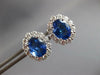 LARGE 5.27CT DIAMOND & AAA CEYLON SAPPHIRE 18KT WHITE GOLD 3D OVAL STUD EARRINGS