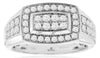 ESTATE LARGE 1.0CT DIAMOND 14KT WHITE GOLD 3D ROUND PAVE RECTANGULAR MENS RING