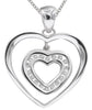 ESTATE .09CT DIAMOND 14KT WHITE GOLD 3D DOUBLE HEART LOVE FLOATING PENDANT