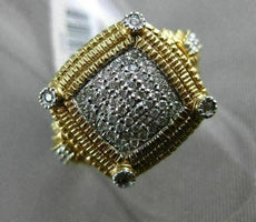 ESTATE LARGE .27CT DIAMOND 14KT WHITE & YELLOW GOLD 3D PAVE ETOILE SQUARE RING