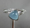 WIDE 1.35CT DIAMOND & AAA CABOCHON AQUAMARINE 18KT WHITE GOLD TRILLION LOVE RING