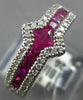 1.57CT DIAMOND & AAA RUBY 18KT WHITE GOLD 3D ROUND & PRINCESS DOUBLE V FUN RING