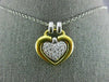 ESTATE LARGE .55CT DIAMOND PLATINUM & 18KT YELLOW GOLD DOUBLE HEART PENDANT #310