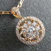 ESTATE .50CT DIAMOND 18KT ROSE GOLD 3D CLUSTER FLOWER HALO CLASSIC PENDANT