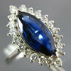 LARGE 2.81CT DIAMOND & AAA SAPPHIRE 14K WHITE GOLD MARQUISE ENGAGEMENT RING 2435