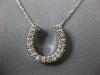 ESTATE LARGE .36CT DIAMOND 14KT WHITE GOLD HORSE SHOE LUCKY FUN PENDANT #26968