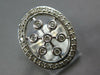 ESTATE LARGE .51CT DIAMOND 14KT WHITE GOLD 3D BEZEL SNOWFLAKE FLOWER OVAL RING
