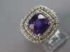 LARGE 2.80CT DIAMOND & AAA AMETHYST 14KT WHITE GOLD 3D CUSHION & ROUND HALO RING
