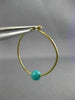 ESTATE AAA TURQUOISE 14KT YELLOW GOLD 3D CLASSIC HOOP HANGING EARRINGS #26011