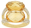 LARGE 9.74CT DIAMOND & AAA CITRINE 14KT YELLOW GOLD 3D OVAL & ROUND 2 STONE RING