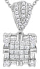 .75CT DIAMOND 14KT WHITE GOLD 3D ROUND BAGUETTE & PRINCESS FUN FLOATING PENDANT