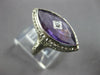 ANTIQUE LARGE 8.03CT OLD MINE DIAMOND & AMETHYST 14KT WHITE GOLD MARQUISE RING