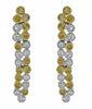 LARGE 2.13CT WHITE & FANCY YELLOW DIAMOND 18K 2 TONE GOLD 2 ROW HANGING EARRINGS