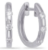 ESTATE .27CT DIAMOND 14KT WHITE GOLD 3 STONE CHANNEL ETOILE HUGGIE FUN EARRINGS