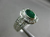 ESTATE 2.19CT DIAMOND & EMERALD 18K WHITE GOLD OVAL FLOWER BEZEL ENGAGEMENT RING