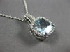 1.85CT DIAMOND & AAA AQUAMARINE 14KT WHITE GOLD CUSHION & ROUND FLOATING PENDANT