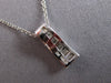 ESTATE .20CT DIAMOND 14KT WHITE GOLD 3D ROUND & BAGUETTE BAR FUN FOATING PENDANT