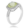 2.07CT DIAMOND & AAA LEMON QUARTZ 14KT WHITE GOLD 3D CUSHION & ROUND SQUARE RING