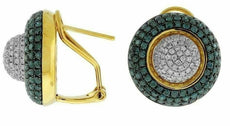 ESTATE 2.77CT WHITE & BLUE DIAMOND 14KT YELLOW GOLD DOME SHAPE CLIP ON EARRINGS