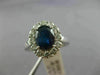 ESTATE LARGE 2.17CT DIAMOND & AAA SAPPHIRE 14KT WHITE GOLD HALO ENGAGEMENT RING
