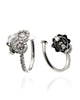 ESTATE .40CT DIAMOND 18KT WHITE GOLD CLASSIC DOUBLE FLOWER HOOP HANGING EARRINGS