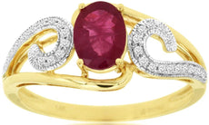 0.99CT DIAMOND & AAA RUBY 14KT 2 TONE GOLD FILIGREE MILGRAIN FRIENDSHIP LOVE RING