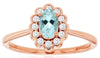 .56CT DIAMOND & AAA AQUAMARINE 14K ROSE GOLD OVAL & ROUND FLOWER BEZEL LOVE RING