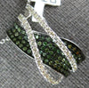 ESTATE .76CT WHITE & GREEN DIAMOND 18KT WHITE GOLD MULTI ROW CRISS CROSS PENDANT