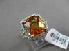 ESTATE LARGE 4.93CT DIAMOND & EXTRA FACET CITRINE 14KT WHITE GOLD HALO LEAF RING