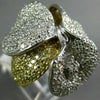 ESTATE EXTRA LARGE 3.50CT WHITE & FANCY YELLOW DIAMOND 14KT 2 TONE GOLD FUN RING