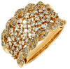WIDE 1.0CT DIAMOND 14KT YELLOW GOLD 3D MULTI ROW ROPE DESIGN ANNIVERSARY RING