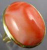 ANTIQUE WIDE AAA CORAL 14KT YELLOW GOLD 3D CLASSIC OVAL FUN RING #27147