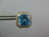 LARGE 5.44CT DIAMOND & AAA BLUE TOPAZ 14KT WHITE GOLD CUSHION CUT STUD EARRINGS