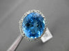 ANTIQUE LARGE 7.28CTW DIAMOND & AAA BLUE TOPAZ 14KT WHITE GOLD 3D OVAL FUN RING