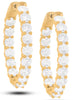 10.0CT DIAMOND 18K ROSE GOLD ROUND SHARED PRONG INSIDE OUT HOOP HANGING EARRINGS